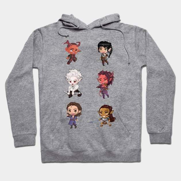 Baldur's Gate Companions as Chibis Hoodie by nuwandafoer